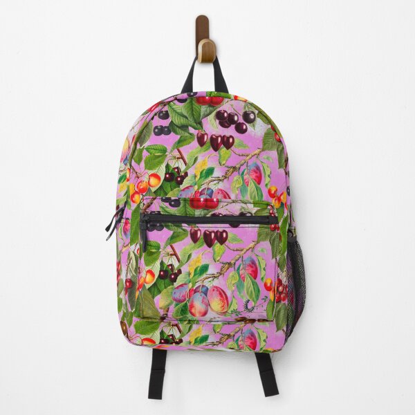 Item preview, Exotic tropical floral leaves and fruits, botanical pattern, tropical plants, pink fruit pattern designed and sold by ZeinabTaha.
