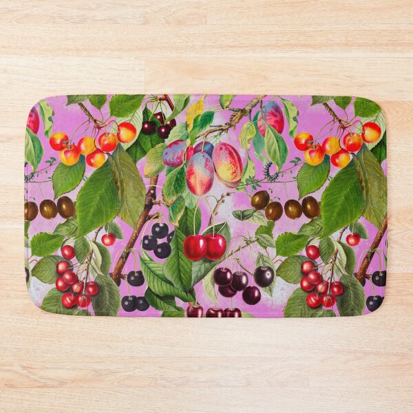 Item preview, Exotic tropical floral leaves and fruits, botanical pattern, tropical plants, pink fruit pattern designed and sold by ZeinabTaha.
