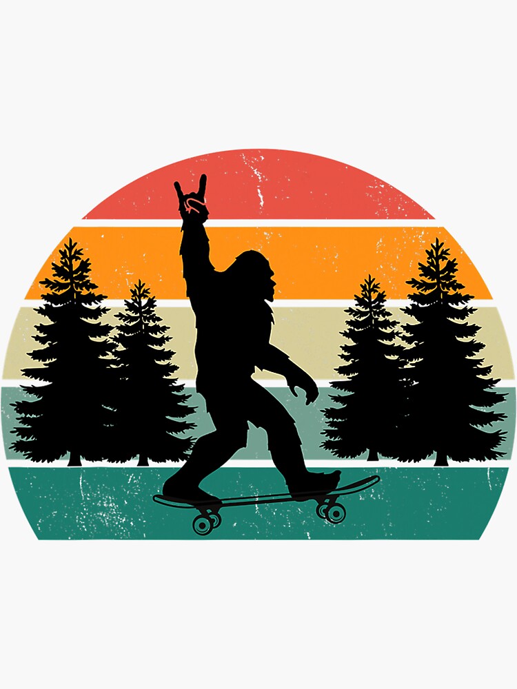 Bass Fishing Bigfoot in Trucker Hat Funny Vintage' Sticker