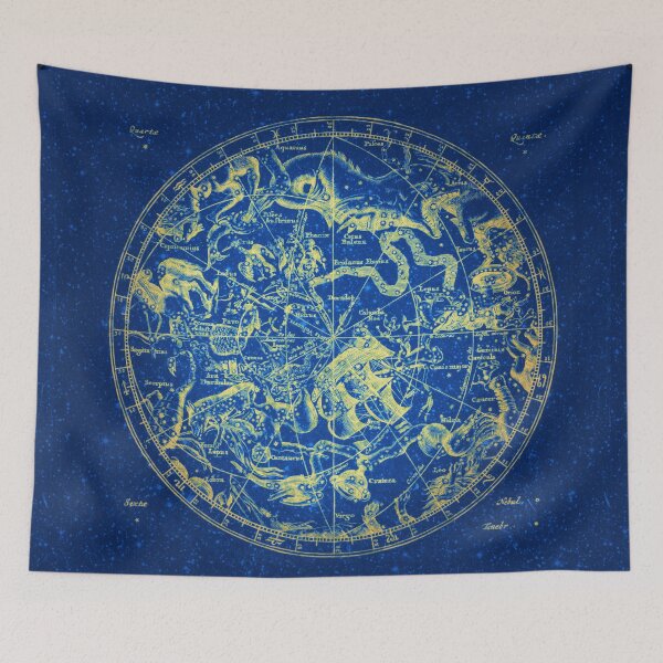 Item preview, Zodiac Star Sign Constellation Map | Yellow on Blue Infinity designed and sold by Daniel Watts.