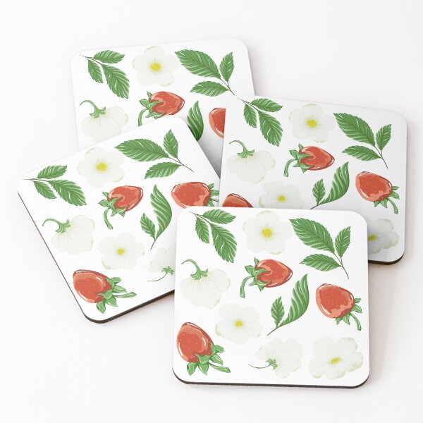 Item preview, Strawberries and flowers pattern designed and sold by RinaGrinchik.