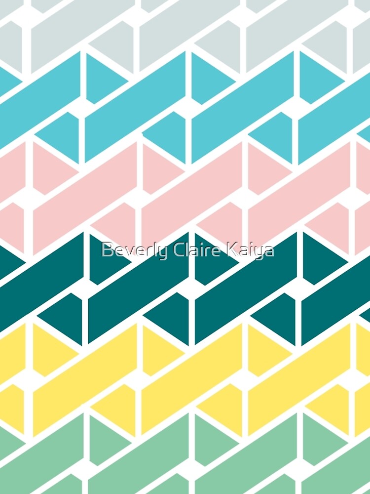 Geometric Link Pattern Teal Pink Turquoise Green Yellow by beverlyclaire