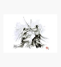 Mens gift ideas, aikido martial arts, ink drawing large poster Photographic Print