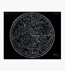 Constellations of the Northern Hemisphere | Pale Blue On Black Photographic Print