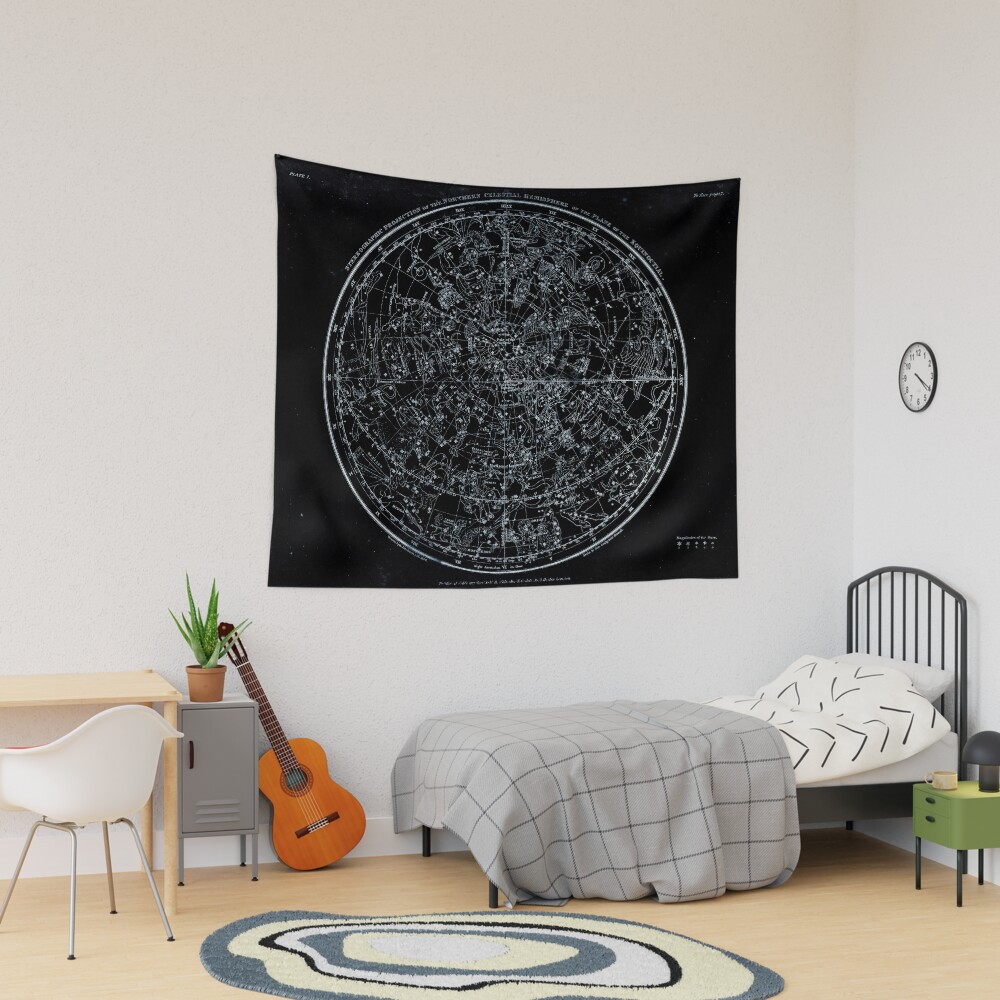 Constellations of the Northern Hemisphere | Pale Blue On Black Tapestry