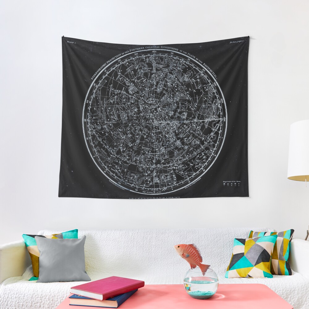 Constellations of the Northern Hemisphere | Pale Blue On Black Tapestry