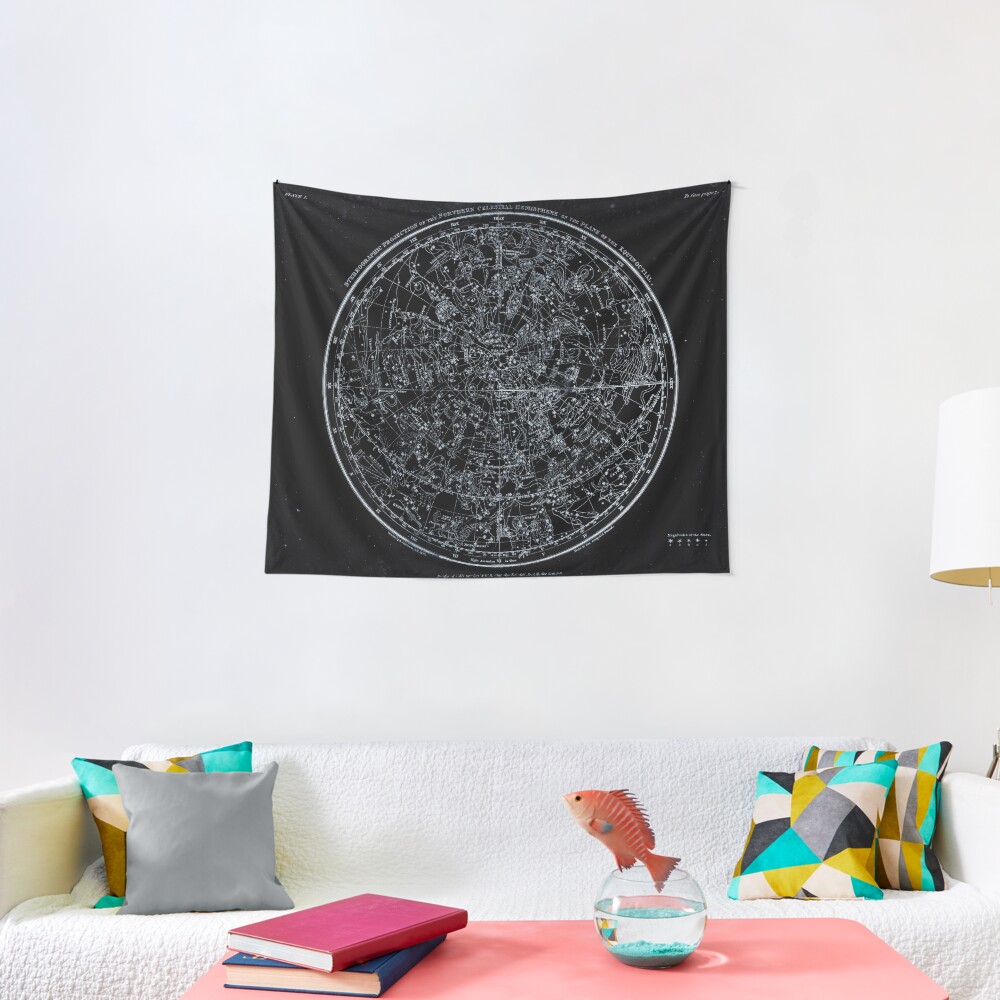 Constellations of the Northern Hemisphere | Pale Blue On Black Tapestry
