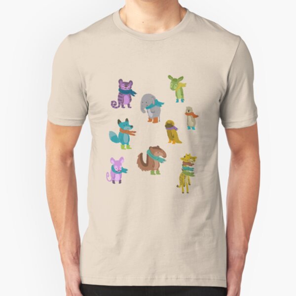 sad and indifferent animals wearing scarves Slim Fit T-Shirt