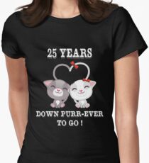 Hottest Gifts For 25 Years Wedding Anniversary. Cute T-shirt For Couples At Party Women's Fitted T-Shirt