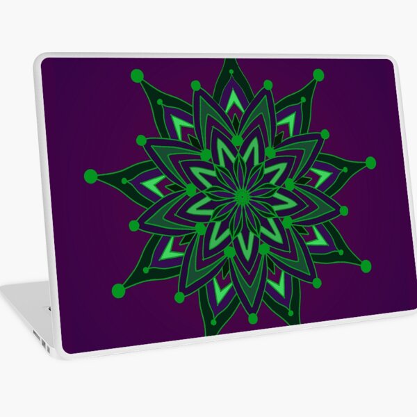 Vista previa del artículo con la obra «Mandala de loto púrpura y verde», diseñado y vendido por FlyingElephant.