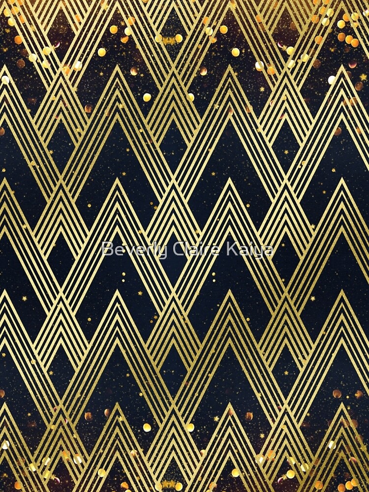 Art Deco 1920s Geometric Pattern Gold Glitter Stars by beverlyclaire