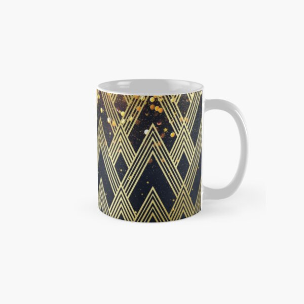 Art Deco 1920s Geometric Pattern Gold Glitter Stars Classic Mug
