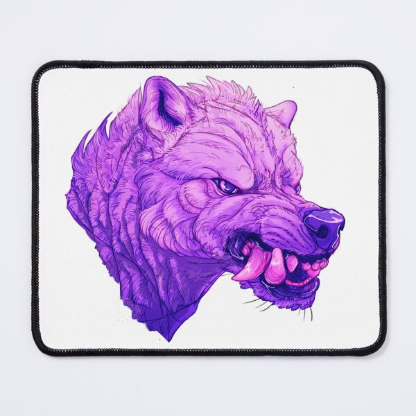 Item preview, Purple Vaporwave Angry Wolf Design designed and sold by maya-ohmu.