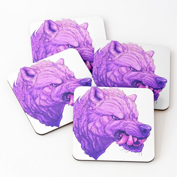 Item preview, Purple Vaporwave Angry Wolf Design designed and sold by maya-ohmu.