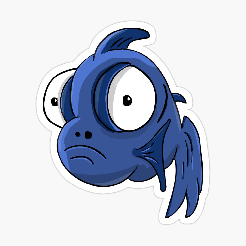 Cartoon blue small big eyes cichlid fish-telescope Cartoon blue small big eyes cichlid fish-telescope