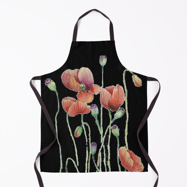 Item preview, Watercolor Poppy flowers on Black designed and sold by Pavnud.