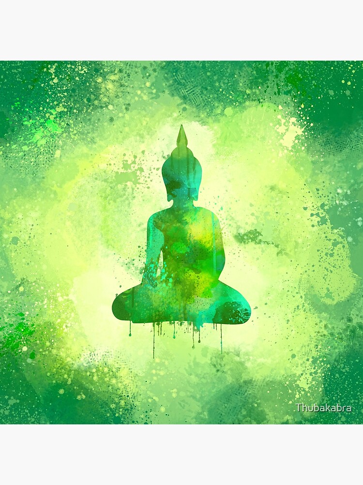 Refreshing Green Watercolor Buddha Design | Meditating Buddha