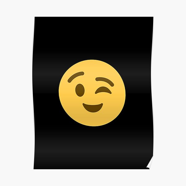 "winking face classic emoji black" Poster for Sale by Shop-Whatever