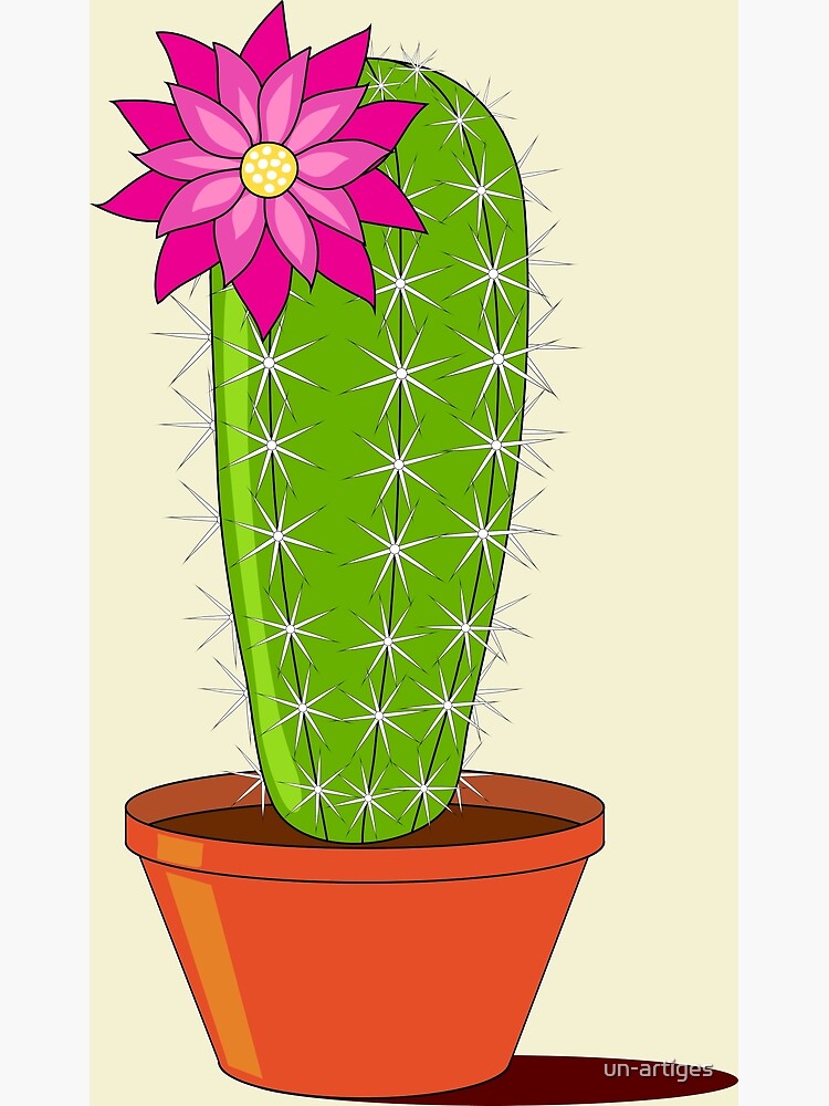 Tarjetas de felicitación «Lindo cactus con flor en rosa» de un-artiges |  Redbubble