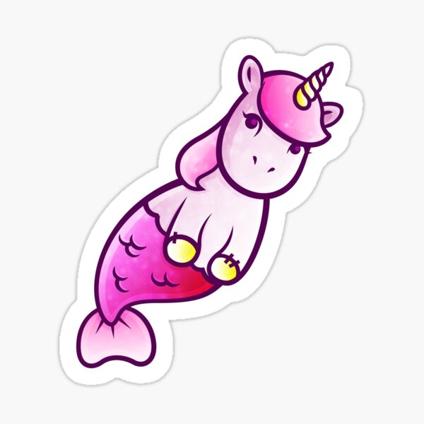 Floating Mermaid Unicorn - pink Sticker