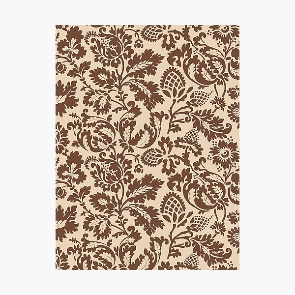 Aperçu de l'œuvre Damassé florale William Morris, taupe beige sur beige créée et vendue par Marymarice.