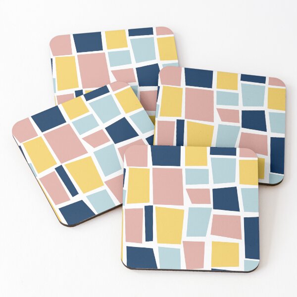 Item preview, Yellow pink and blue square pattern designed and sold by CatsHappy.