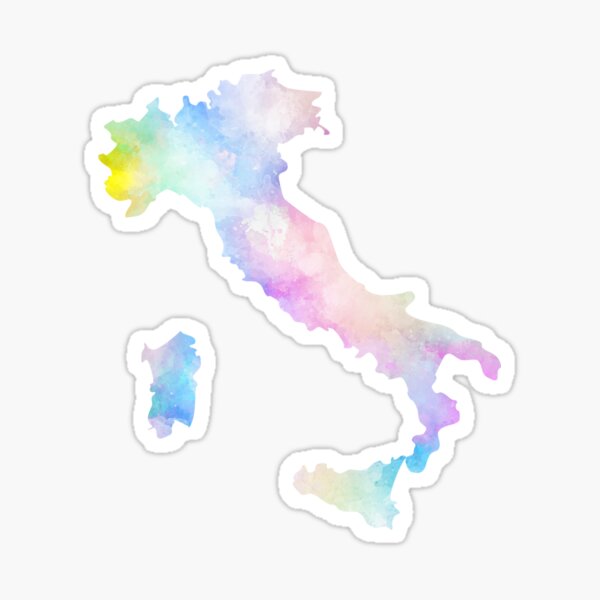 Italy Map Colorful Watercolor Sticker