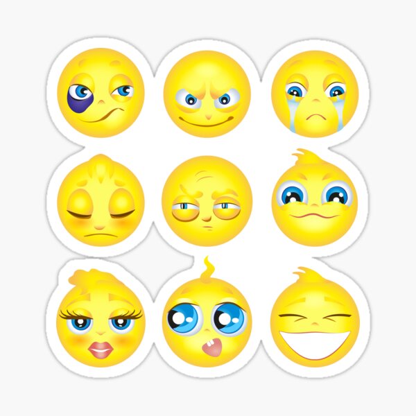 "funny creative emoticons emoji " Sticker for Sale by MArtSpace Redbubble