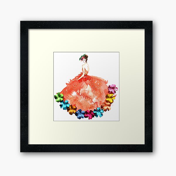 Orange flowerpower Framed Art Print