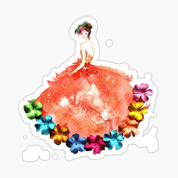 Orange flowerpower Sticker