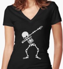 Dabbing skeleton (Dab) Women's Fitted V-Neck T-Shirt