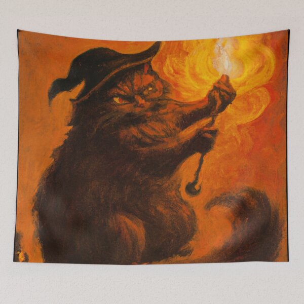 Item preview, Crowley the Cat, conjuring fire (Baroque) designed and sold by thecatandkettle.