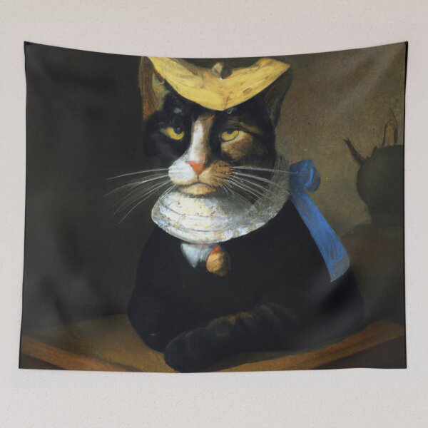Item preview, Jeff the Cat, with fancy hat and ribbon (Baroque) designed and sold by thecatandkettle.