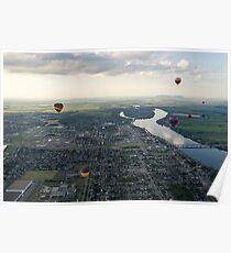 Sky Full of Hot Air Balloons Above Saint-Jean-sur-Richelieu and the Richelieu River Poster