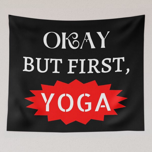 Item preview, okay but first yoga cartoon, yoga tank, yoga tank top, yoga muscle tank designed and sold by Trucker10.
