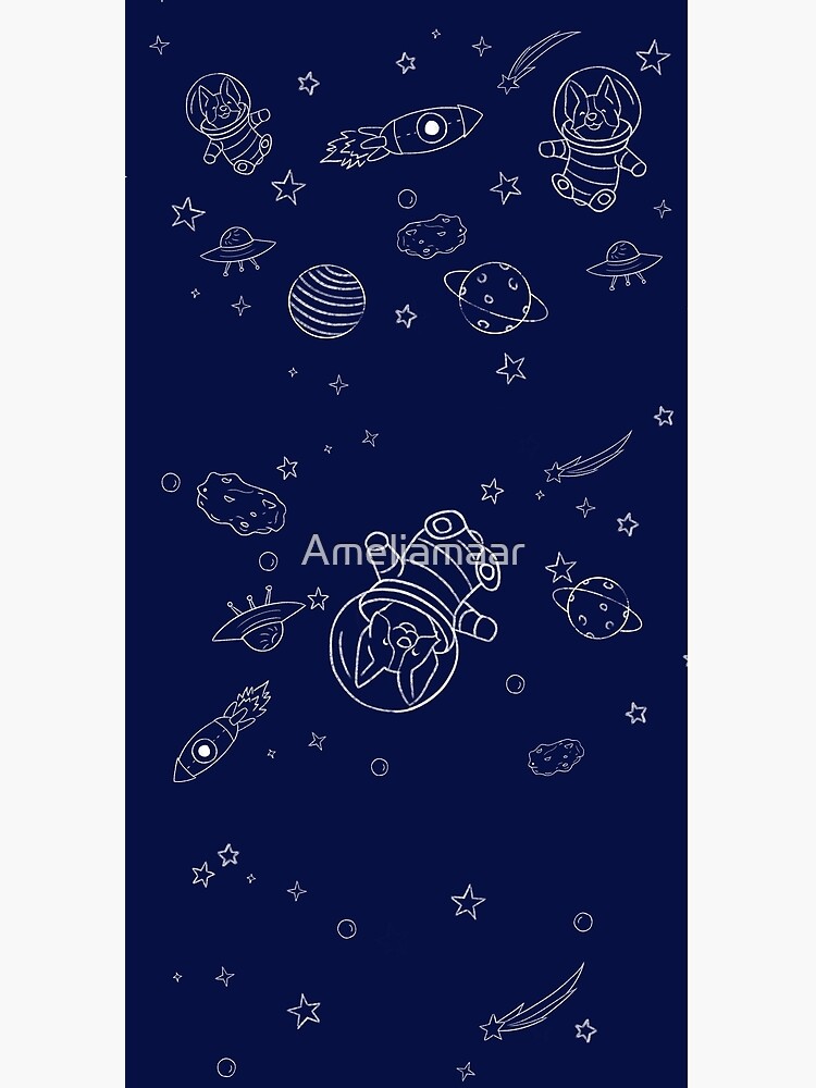 Corgi Astronaut in space blue by Ameliamaar