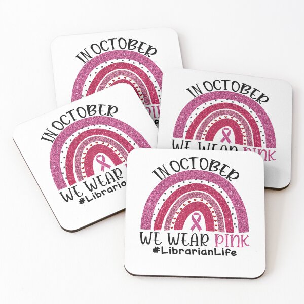 Item preview, Pink Rainbow Breast Cancer Awareness In October We Wear Pink #LibrarianLife designed and sold by xteamdesign.