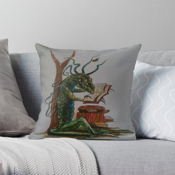 Reading Dragon Throw Pillow