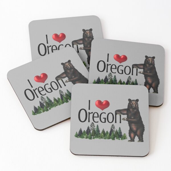 Item preview, I Love Oregon Bear, Pacific Northwest Black Bear and Forest  designed and sold by FringeDweller2.