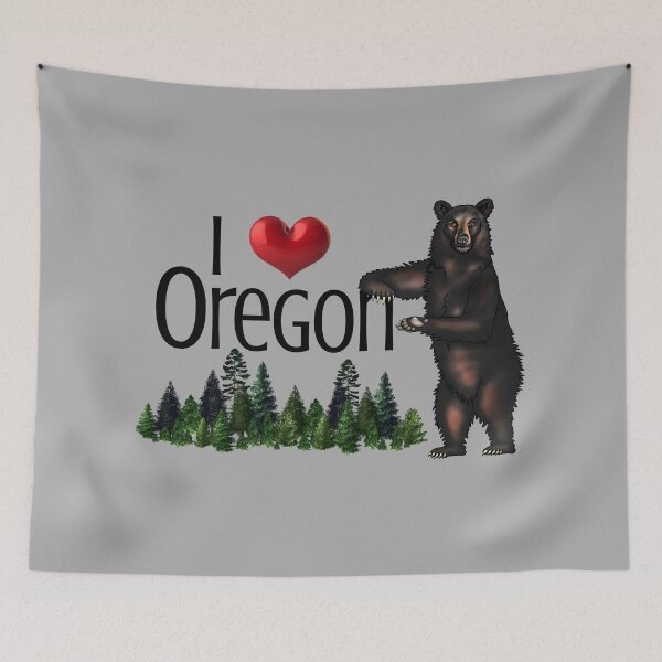 Item preview, I Love Oregon Bear, Pacific Northwest Black Bear and Forest  designed and sold by FringeDweller2.