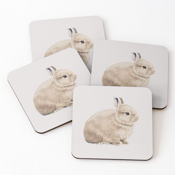 Item preview, Cottagecore Beige White Otter Netherland Dwarf Rabbit designed and sold by wigobun.