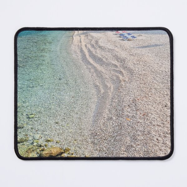 Item preview, Beautiful shore of the Adriatic Sea. Bay view with beach and deck chairs. Sunrise designed and sold by anytka.