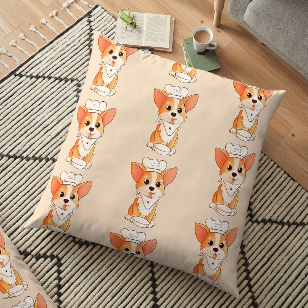 Cooking Corgi Floor Pillow