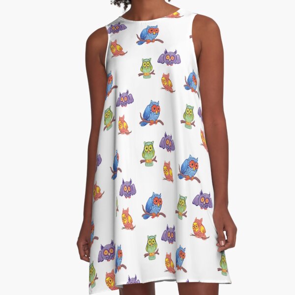 Owl's in Color A-Line Dress