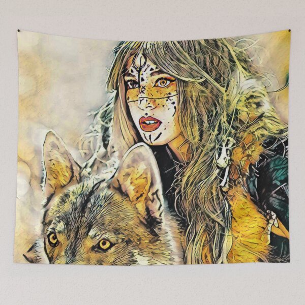 Item preview, Lady and her wolf designed and sold by MagiLand ⭐⭐⭐⭐⭐.