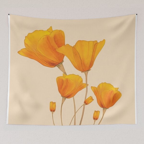 Artikelvorschau, Bemalte orangefarbene Mohnblumen entworfen und verkauft von HappyLifeCreate.