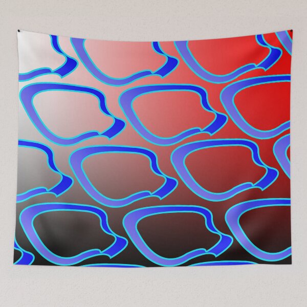Item preview, Blue colored shapes on red and black background designed and sold by Bigrow.