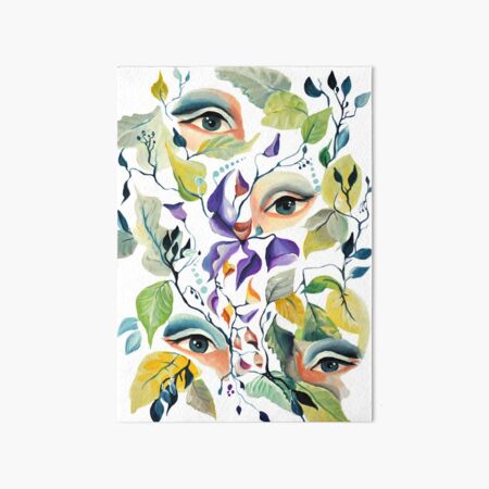 Watercolor Utopian Avant-Garde Surreal Eyes Design Art Board Print
