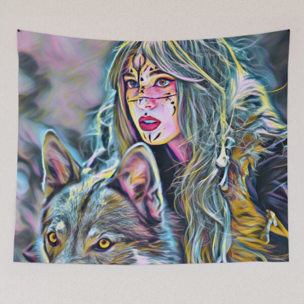Item preview, Lady and her wolf designed and sold by MagiLand ⭐⭐⭐⭐⭐.