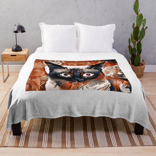 Item preview, Cute Siamese cat head in reddish brown - digital painting designed and sold by NickoPrints.